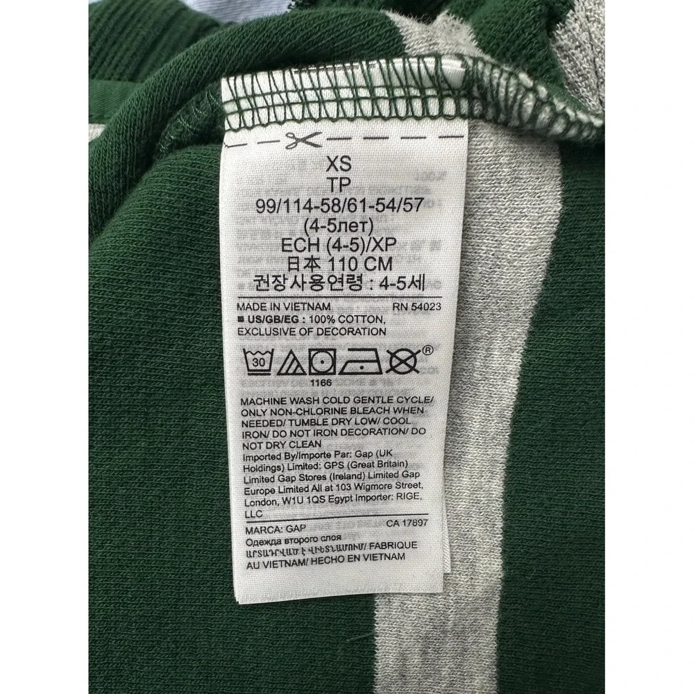 NWT GAP‎ Boys Half Zip Green White Stripe Sweater / Kids XS